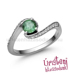 E103FS_C - SMARAGD - CIRKÓNIA köves fehér arany Eljegyzési Gyűrű