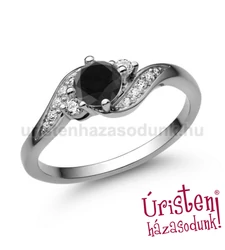 E107FBB_C - FEKETE GYÉMÁNT - CIRKÓNIA Eljegyzési gyűrű
