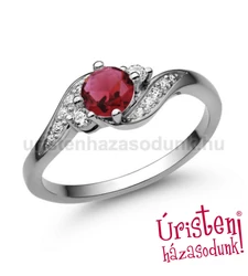 E107FR_B - RUBIN - GYÉMÁNT köves fehér arany Eljegyzési Gyűrű