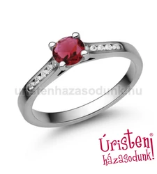 E109FR_B - RUBIN - GYÉMÁNT köves fehér arany Eljegyzési Gyűrű