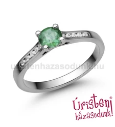 E109FS_C - SMARAGD - CIRKÓNIA köves fehér arany Eljegyzési Gyűrű