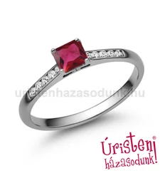 E110FR_B - RUBIN - GYÉMÁNT köves fehér arany Eljegyzési Gyűrű