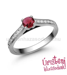 E111FR_B - RUBIN - GYÉMÁNT köves fehér arany Eljegyzési Gyűrű