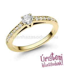 E118SC - CIRKÓNIA köves sárga arany Eljegyzési Gyűrű