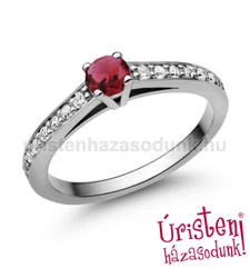 E118FR_B - RUBIN - GYÉMÁNT köves fehér arany Eljegyzési Gyűrű