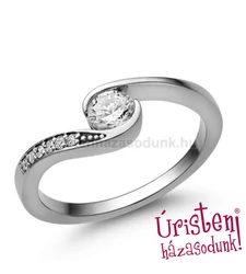 E119FZF_B - FEHÉR ZAFÍR - GYÉMÁNT köves fehér arany Eljegyzési Gyűrű