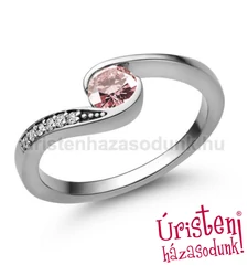 E119FZR_B - RÓZSASZÍN ZAFÍR - GYÉMÁNT köves fehér arany Eljegyzési Gyűrű
