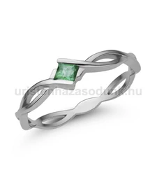 E11FS - SMARAGD köves fehér arany Eljegyzési Gyűrű