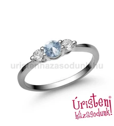 E16FK_B - AKVAMARIN - GYÉMÁNT köves fehér arany Eljegyzési Gyűrű