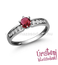 E17FR_B - RUBIN - GYÉMÁNT köves fehér arany Eljegyzési Gyűrű