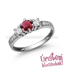 E18FR_B - RUBIN - GYÉMÁNT köves fehér arany Eljegyzési Gyűrű