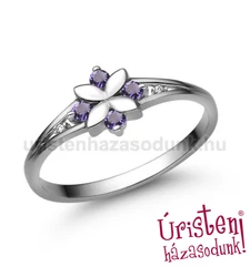 E308FM_C - AMETISZT - CIRKÓNIA KÖVES Eljegyzési gyűrű