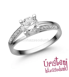 E317FC - CIRKÓNIA köves fehér arany Eljegyzési Gyűrű
