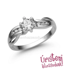 E318FC - CIRKÓNIA köves fehér arany Eljegyzési Gyűrű