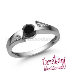 E324FBB_C - FEKETE GYÉMÁNT - CIRKÓNIA Eljegyzési gyűrű
