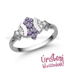 E350FM_B - AMETISZT - GYÉMÁNT KÖVES Eljegyzési gyűrű