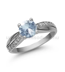 E360FK_C - AKVAMARIN - CIRKÓNIA köves Fehér arany Eljegyzési gyűrű