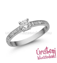 E363FC - CIRKÓNIA köves Fehér arany Eljegyzési Gyűrű