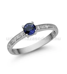E363FZK_B - KÉK ZAFÍR - GYÉMÁNT köves Fehér arany Eljegyzési gyűrű
