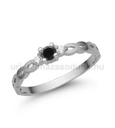 E364FBB_C - FEKETE GYÉMÁNT - CIRKÓNIA köves Fehér arany Eljegyzési gyűrű