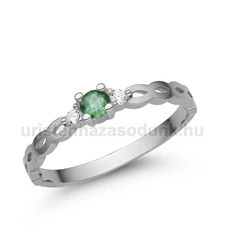 E364FS_C - SMARAGD - CIRKÓNIA köves Fehér arany Eljegyzési gyűrű