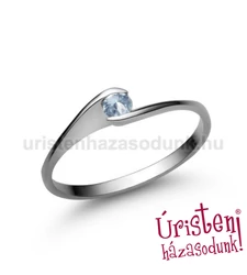 E5FK - AKVAMARIN köves fehér arany Eljegyzési Gyűrű