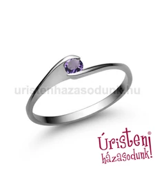 E5FM - AMETISZT köves fehér arany Eljegyzési Gyűrű