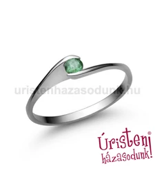 E5FS - SMARAGD köves fehér arany Eljegyzési Gyűrű