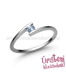 E7FK - AKVAMARIN köves fehér arany Eljegyzési Gyűrű