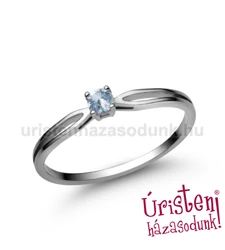 E8FK - AKVAMARIN köves fehér arany Eljegyzési Gyűrű