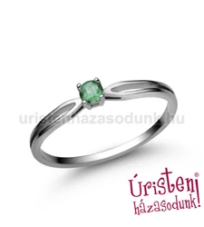 E8FS - SMARAGD köves fehér arany Eljegyzési Gyűrű