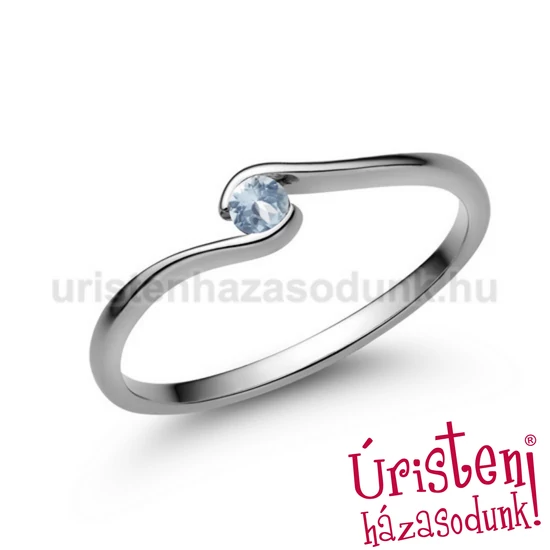 E105FK - AKVAMARIN fehér arany Eljegyzési Gyűrű