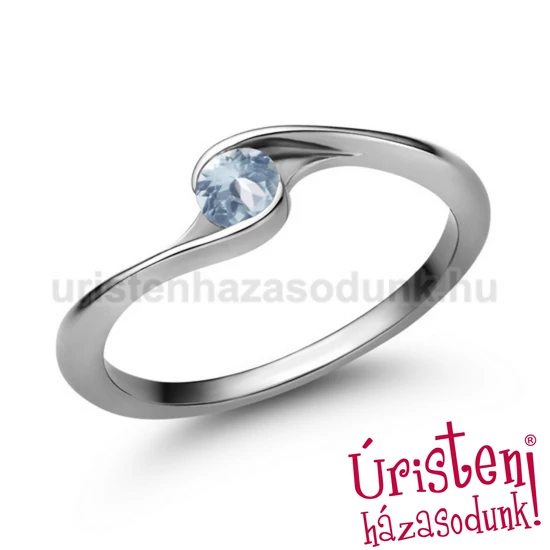 E106FK - AKVAMARIN fehér arany Eljegyzési Gyűrű