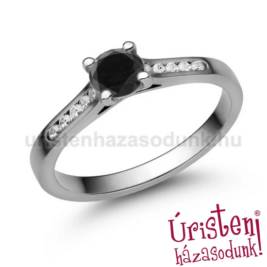 E109FBB_C - FEKETE GYÉMÁNT - CIRKÓNIA Eljegyzési gyűrű