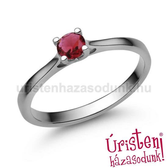 E113FR - RUBIN  köves fehér arany Eljegyzési Gyűrű