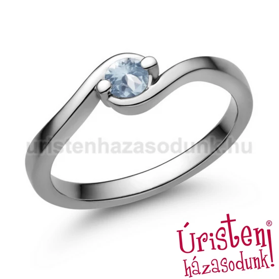 E116FK - AKVAMARIN fehér arany Eljegyzési Gyűrű