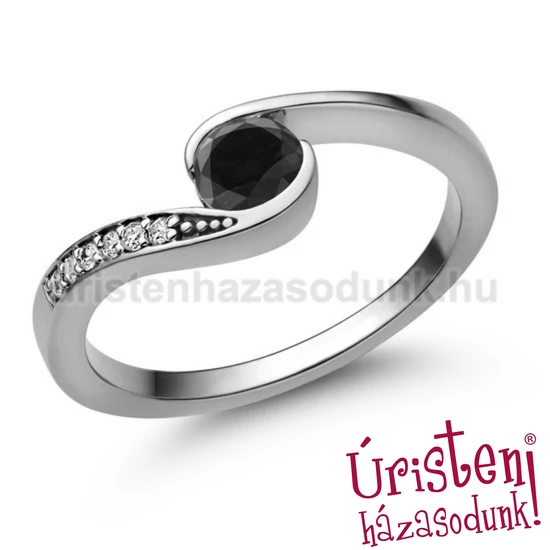 E119FBB_C - FEKETE GYÉMÁNT - CIRKÓNIA Eljegyzési gyűrű
