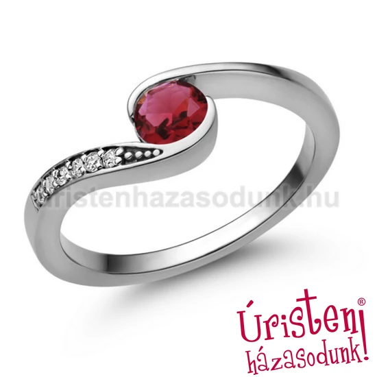 E119FR_C - RUBIN - CIRKÓNIA köves fehér arany Eljegyzési Gyűrű