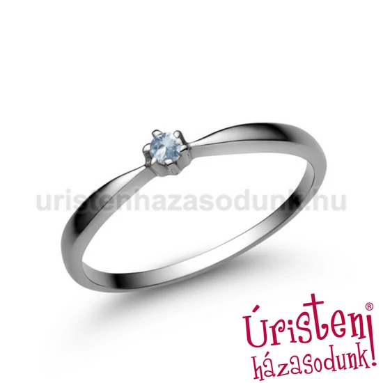 E30FK - AKVAMARIN köves fehér arany Eljegyzési Gyűrű