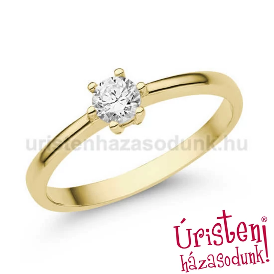 E368SC - CIRKÓNIA köves Sárga arany Eljegyzési Gyűrű